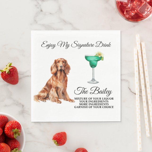 Irish Setter Wedding Signature Drink Napkins (Insitu)