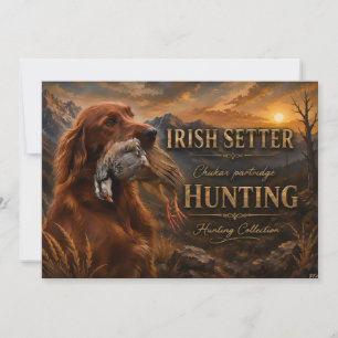 Irish Setter with Chukar Partridge ,Art Invitation
