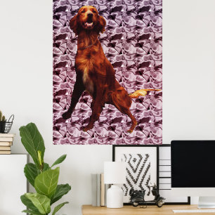 Irish Setter with Lavendar Flower Pattern Poster