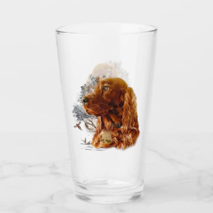 Irish setter with pheasant  glass