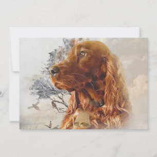 Irish setter with pheasant invitation