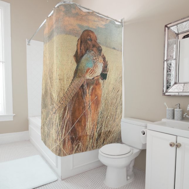 Irish Setter with pheasant      Shower Curtain (In Situ)