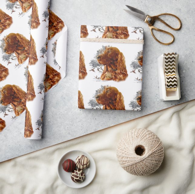 Irish setter with pheasant  wrapping paper (Crafts)