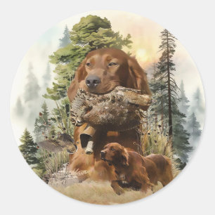 Irish Setter , Woodcock hunting,  Art Classic Round Sticker