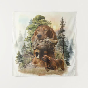 Irish Setter , Woodcock hunting, Art Tapestry