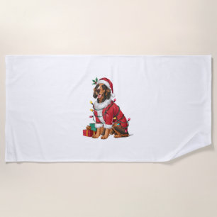 Irish Setter Xmas Lighting Santa Irish Setter Dog Beach Towel