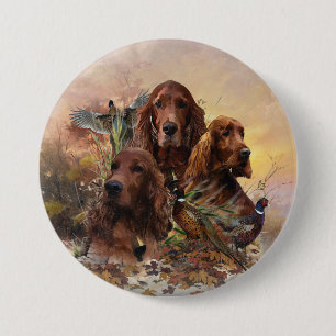 Irish Setters with Pheasants - Passion Hunt 7.5 Cm Round Badge