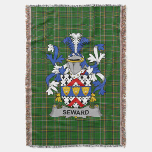  Irish Seward Coat of Arms Family Crest Ireland Throw Blanket