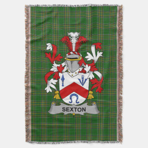  Irish Sexton Coat of Arms Family Crest Ireland Throw Blanket