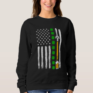 Irish Shamrock American Flag Draught Beer St Patri Sweatshirt