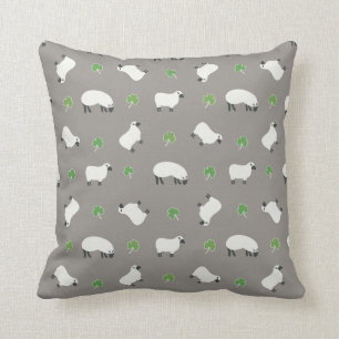 Irish Shamrock and Sheep Pattern Cushion