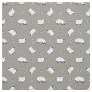 Irish Shamrock and Sheep Pattern Fabric
