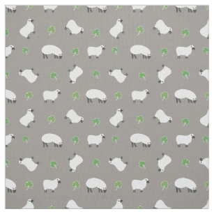 Irish Shamrock and Sheep Pattern Fabric