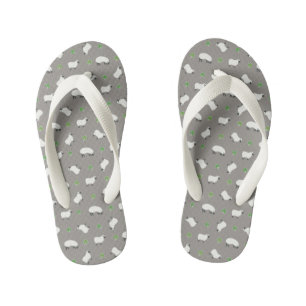 Irish Shamrock and Sheep Pattern Kid's Jandals
