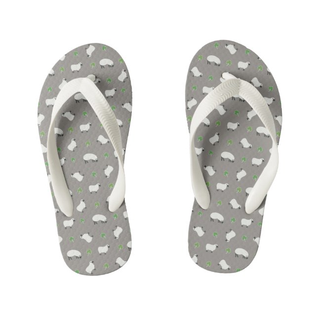 Irish Shamrock and Sheep Pattern Kid's Jandals (Footbed)