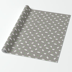 Irish Shamrock and Sheep Pattern Wrapping Paper