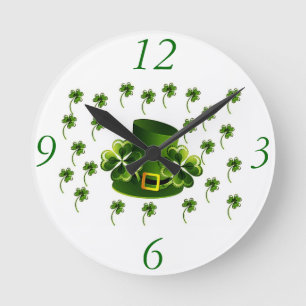 Irish Shamrock Art Round Clock