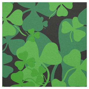 Irish shamrock, black, clover fabric print 10c