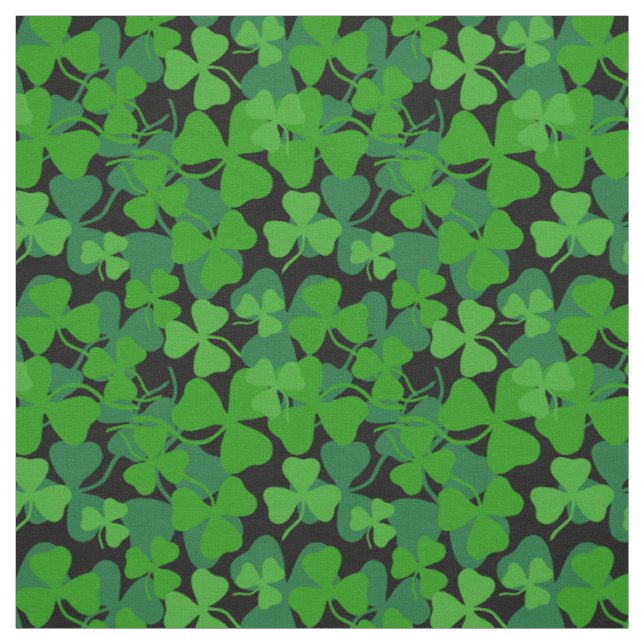 Irish shamrock, black, green clover fabric print (Swatch)