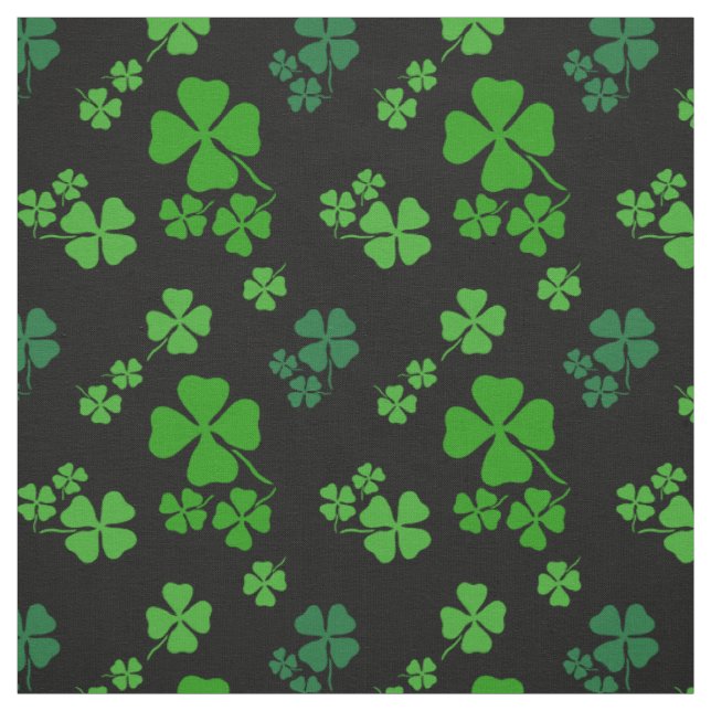 Irish shamrock, black, green clover fabric print (Swatch)
