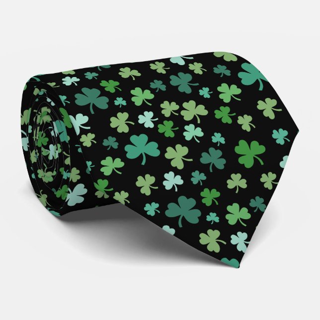Irish Shamrock Black Tie (Rolled)