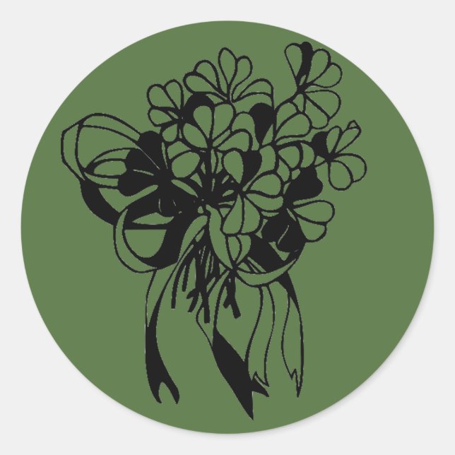 Irish Shamrock Bouquet Green St. Patrick's Day  Classic Round Sticker (Front)