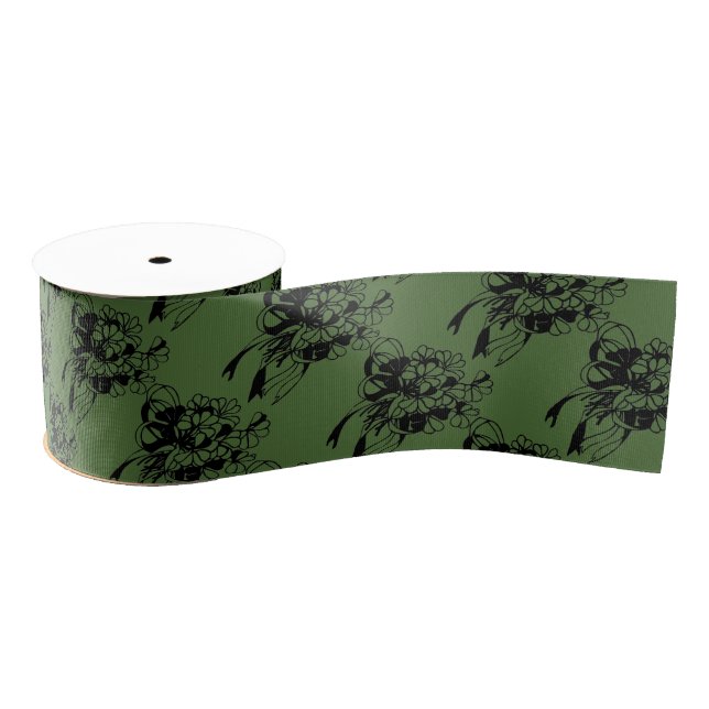 Irish Shamrock Bouquet Green St. Patrick's Day Grosgrain Ribbon (Spool)