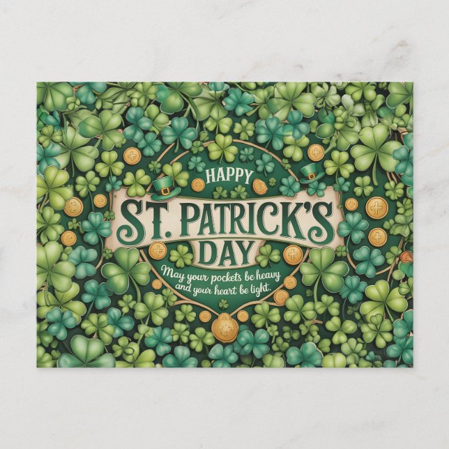 Irish Shamrock Celebration Design Postcard (Front)