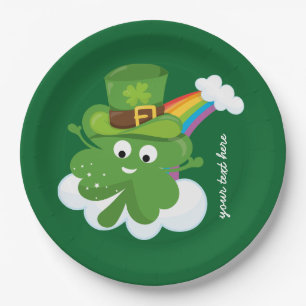 Irish Shamrock * choose your background colour Paper Plate