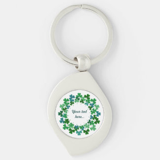 Irish Shamrock Circle  Custom Text  Key Ring