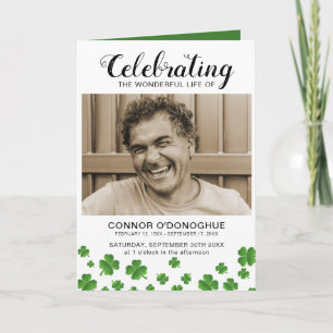 Irish Shamrock Clover Photo Funeral Program Programme