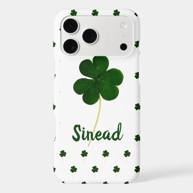 Irish Shamrock Clovers Pattern Add Name or Text (Back)