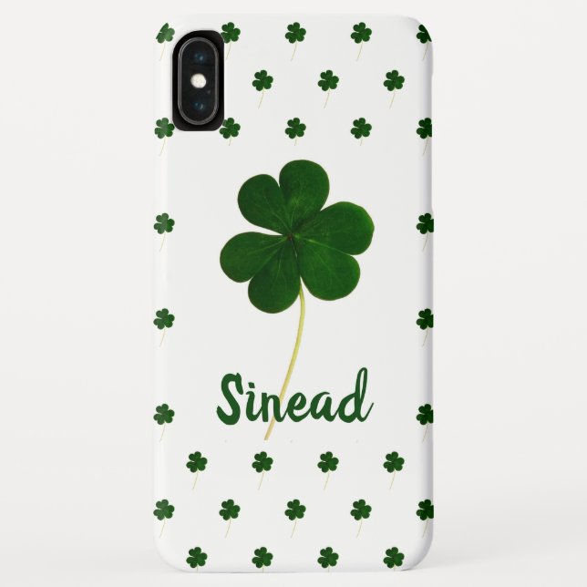 Irish Shamrock Clovers Pattern Add Name or Text Case-Mate iPhone Case (Back)