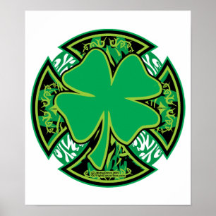 Irish Shamrock Cross Poster
