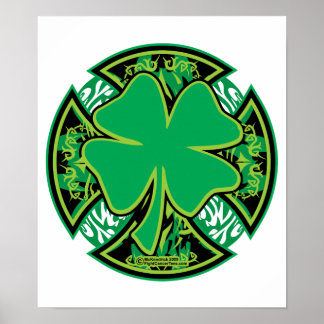 Irish Shamrock Cross Poster