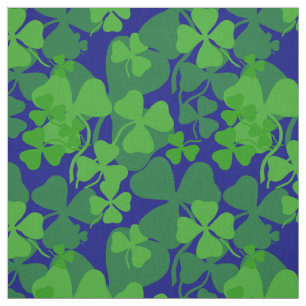 Irish shamrock, dark blue, clover fabric print 10a