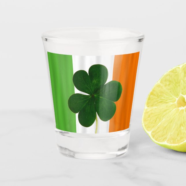 Irish Shamrock Flag of Ireland Colours St. Patrick Shot Glass (Front)