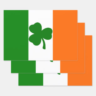 Irish Shamrock Flag Wrapping Paper Sheet
