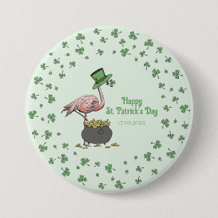 Irish Shamrock Flamingo St. Patrick’s Day Party Bu 7.5 Cm Round Badge