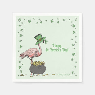 Irish Shamrock Flamingo St. Patrick’s Day Party Napkin