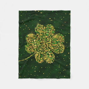 Irish Shamrock Four-leaf Lucky Clover Fleece Blanket