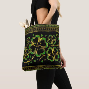 Irish Shamrock Four-leaf Lucky Clover Tote Bag