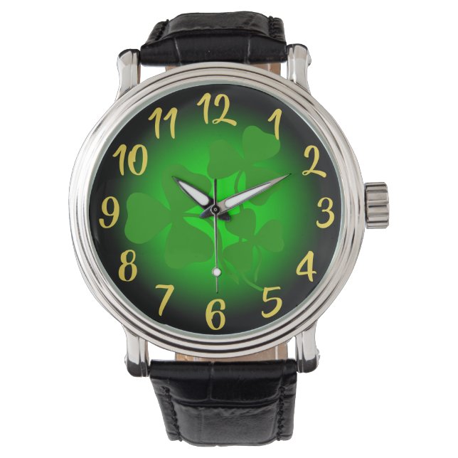 Irish shamrock/green clover, Ireland neon green Watch (Front)