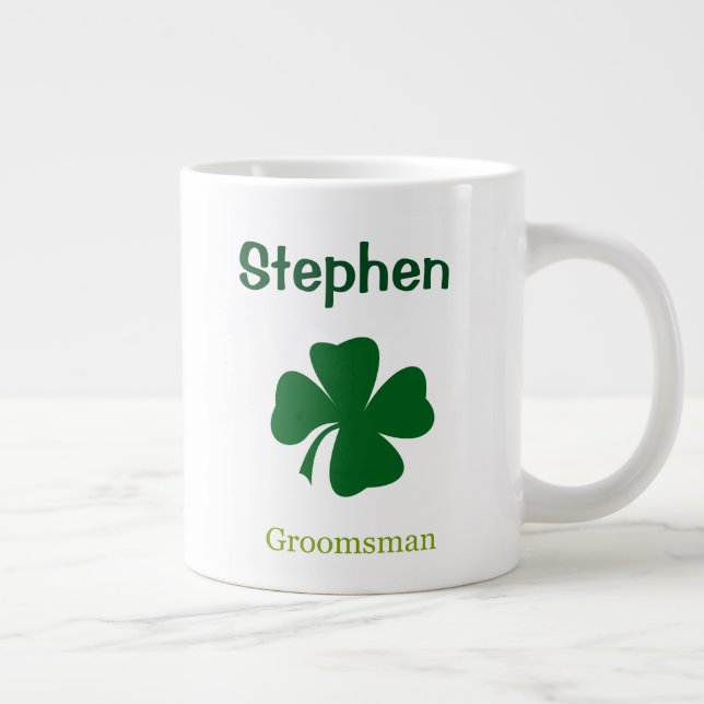 Irish Shamrock Groomsman Personalised Mug (Right)