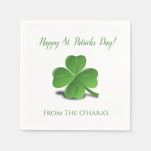 Irish Shamrock Happy St. Patrick's Day Napkins (Front)