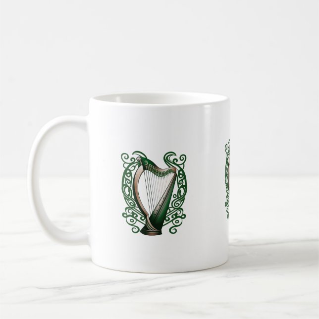    Irish Shamrock Harp Coffee Mug (Left)