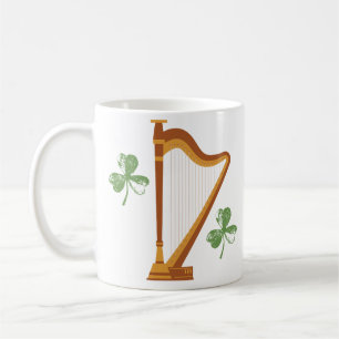 Irish Shamrock Harp Mug