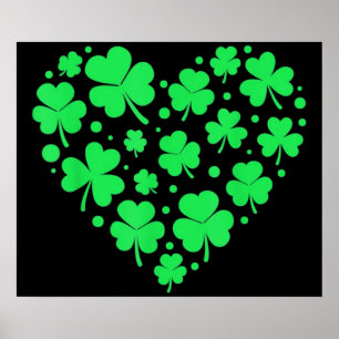 Irish Shamrock Heart Lucky Poster