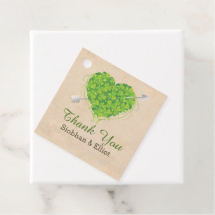 Irish Shamrock Heart Thank You Personalised Favour Tags