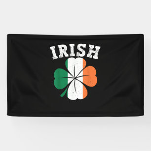 Irish Shamrock Ireland Flag St Patrick Day Vintage Banner